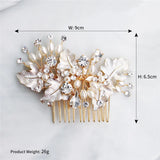 Rose Leaf Bridal Comb Pearls Hair Jewelry Rhinestone Headpiece