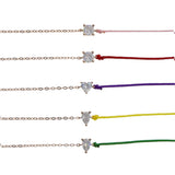 925 Silver Rose Link Chain Bracelet Heart Drop CZ Bangle