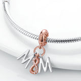 Rose Mom Infinity Dangle Charm Beads 925 Silver Women
