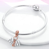 Rose Mom Infinity Dangle Charm Beads 925 Silver Women
