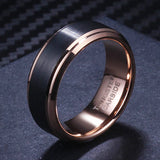 Rose Rings for Men Tungsten Carbide Wedding Band Couple Jewelry