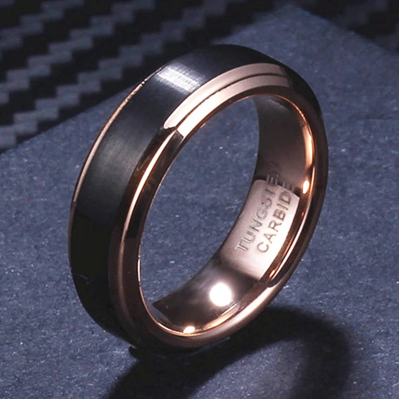 Rose Rings for Men Tungsten Carbide Wedding Band Couple Jewelry