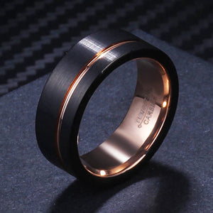 Rose Rings for Men Tungsten Carbide Wedding Band Couple Jewelry