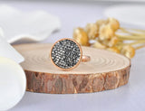 Rose Round Wedding Rings Stainless Steel Black/Red Rhinestone Anneau R18031