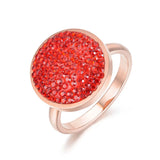 Rose Round Wedding Rings Stainless Steel Black/Red Rhinestone Anneau R18031