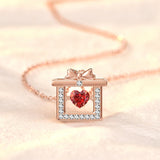 Rose S925 Sterling Silver Love Ruby Necklace Birthday Gift