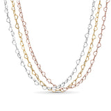 Rose & Silver Love Heart Chain Necklace 925 Sterling Silver For Women