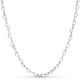 Rose & Silver Love Heart Chain Necklace 925 Sterling Silver For Women