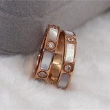 Rose Stainless Steel Rings Natural Shell Women's Ring Accessories