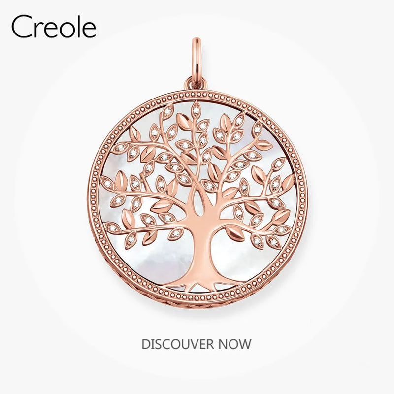 Sterling Silver Rose Tree Necklace Pendant - Romantic Gift