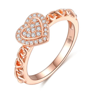 Heart LOVE Zircon Engagement Wedding Ring Size 6 7 8 9 10