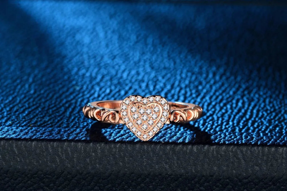 Heart LOVE Zircon Engagement Wedding Ring Size 6 7 8 9 10