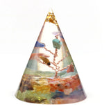 Rose Wire Wrap Tree of Life Stone Resin Pyramid Pendant Orgonite