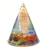 Rose Wire Wrap Tree of Life Stone Resin Pyramid Pendant Orgonite