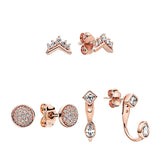 Rose Ear Piercing Stud Earrings Zircon Tiara Crown Infinity Love Heart Starfish