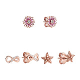 Zircon Tiara Wishbone Crown Daisy Flower Stud Earrings
