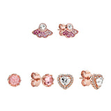 Zircon Tiara Crown Daisy Flower Stud Earrings