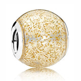 Rose Enamel Glitter Ball Pink & Clear Dazzling Droplet Beads Charm