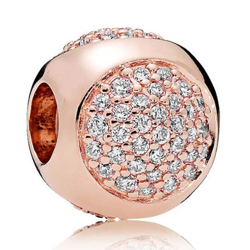 Rose Enamel Glitter Ball Pink & Clear Dazzling Droplet Beads Charm
