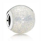Rose Enamel Glitter Ball Pink & Clear Dazzling Droplet Beads Charm