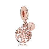 Rose Family Heritage Roots Locket Pendant Charm 925 Sterling Silver Bead Charm