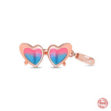 Rose Family Infinity Pink Heart Charm Beads Necklace 925 Silver Pendant