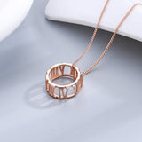 Rose Roman Numerals Circle Necklace 925 Sterling Silver Wedding