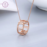 Rose Roman Numerals Circle Necklace 925 Sterling Silver Wedding