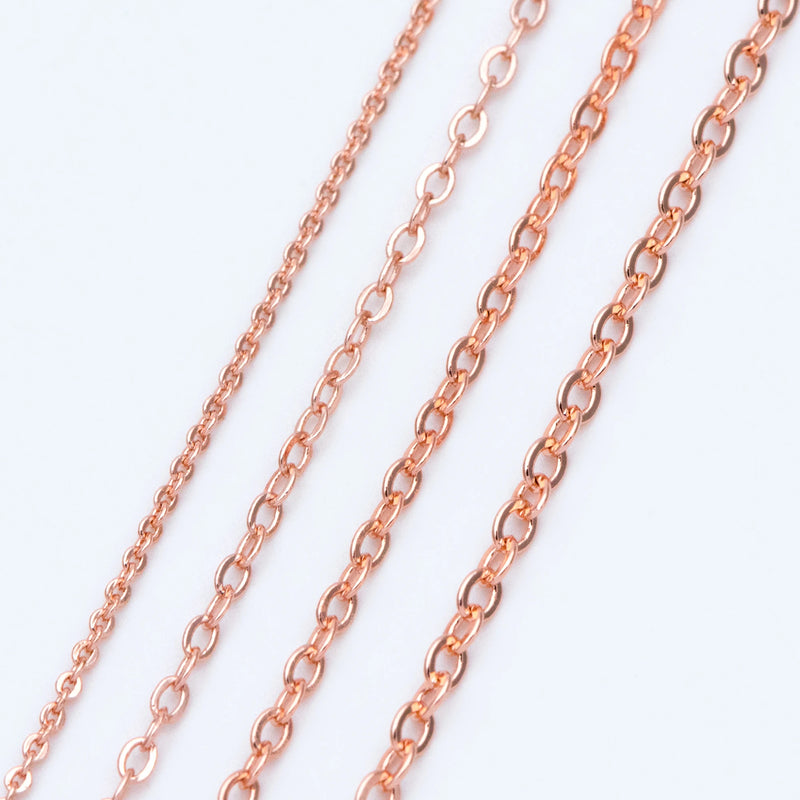 Rose Flat Oval Cable Chains 1.2/1.7/1.9/2.1mm Thin Chains (LK-187)