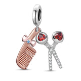 Rose Flower Love Heart Charm 925 Silver Bracelet DIY Jewelry