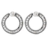 Rose Forever Double Circle Pave Crystal Hoop Earring 925 Sterling Silver