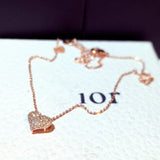 Rose Heart Pendant Necklace with Zircon Stone
