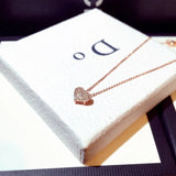 Rose Heart Pendant Necklace with Zircon Stone