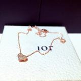 Rose Heart Pendant Necklace with Zircon Stone