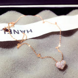 Rose Heart Pendant Necklace with Zircon Stone