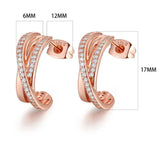 Rose Jewelry Entwined Hoop Earrings With Clear CZ Earrings For Woman