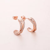 Rose Jewelry Entwined Hoop Earrings With Clear CZ Earrings For Woman