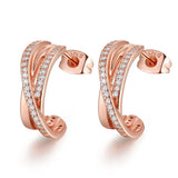 Rose Jewelry Entwined Hoop Earrings With Clear CZ Earrings For Woman