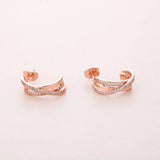 Rose Jewelry Entwined Hoop Earrings With Clear CZ Earrings For Woman