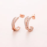Rose Jewelry Entwined Hoop Earrings With Clear CZ Earrings For Woman