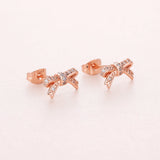 Rose Jewelry Sparkling Bow Stud Earrings With Clear CZ Earrings For Woman