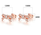 Rose Jewelry Sparkling Bow Stud Earrings With Clear CZ Earrings For Woman