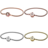 Rose Fan Sparkling Crown Charm Bracelet - S925 Sterling Silver
