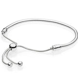 925 Sterling Silver Snake Chain Bracelet with Sliding Clasp