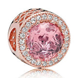 Rose Multicolor Radiant Hearts Charm 925 Sterling Silver Beads