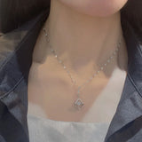 Rose Pendant Clavicle Chain Heart Fan Necklace Women Jewelry