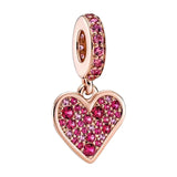 Silver 925 Rose Heart Angel Wing Charms for Bracelets Women DIY