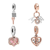 Rose Pendants Silver 925 Charms Family Tree Love Heart DIY Bracelets