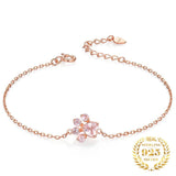Rose Pink Crystal Animal Cat Paw Bracelet Women Jewelry Sterling Silver 925