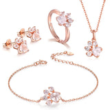 Rose Pink Crystal Animal Cat Paw Bracelet Women Jewelry Sterling Silver 925